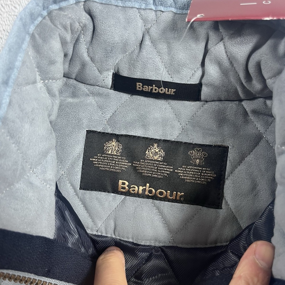 Barbour Malvern Saddlery LTD Quilted Jacket Womens Size 6 Light Blue NWT - Picture 2 of 9